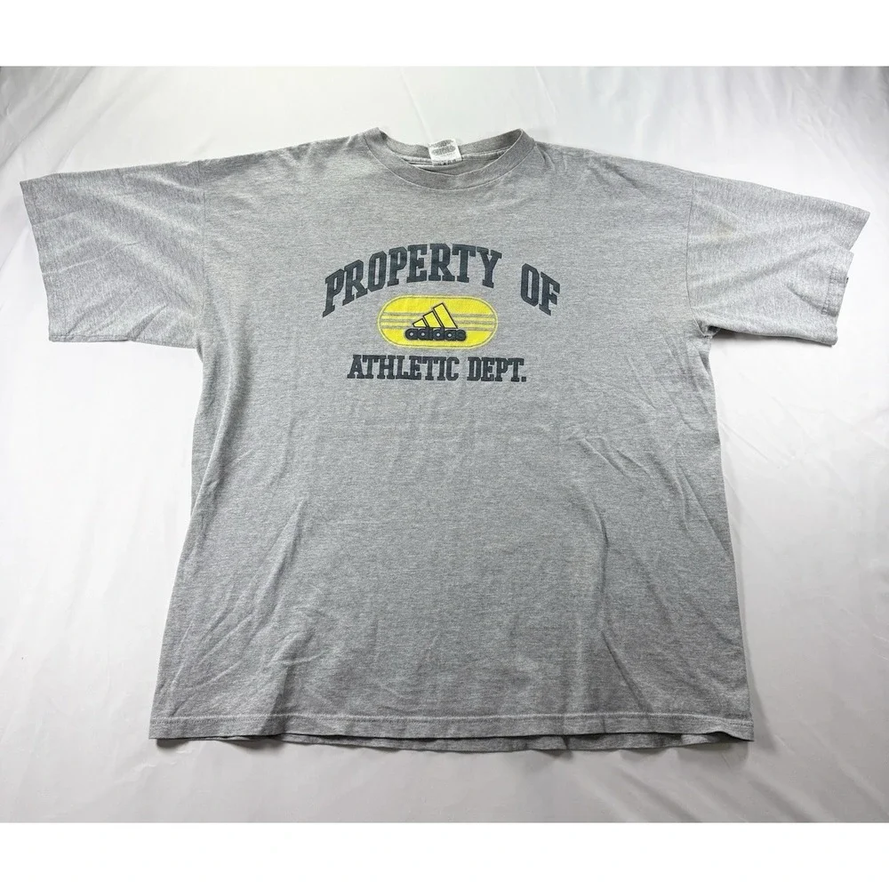 Vintage Adidas USA made athletic dept tee XL gray y2k Distressed shirt